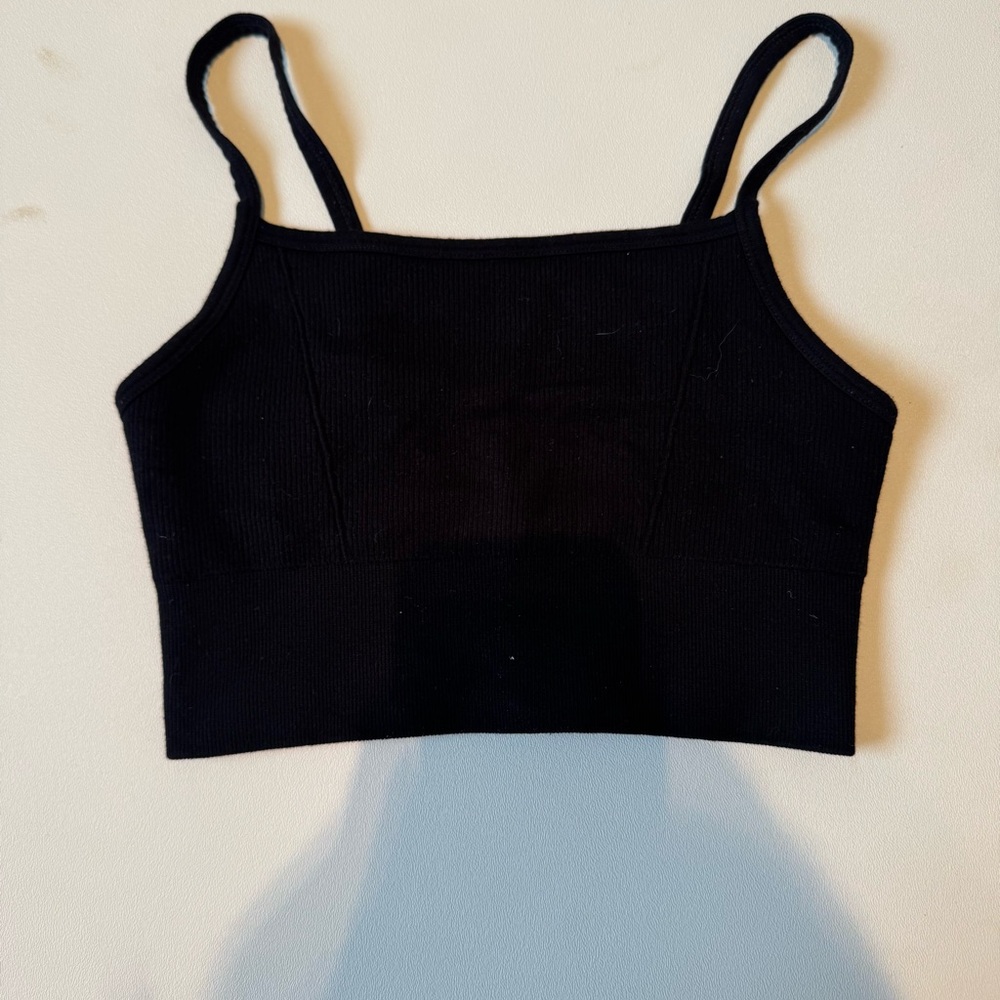 Black Ribbed Crop Top